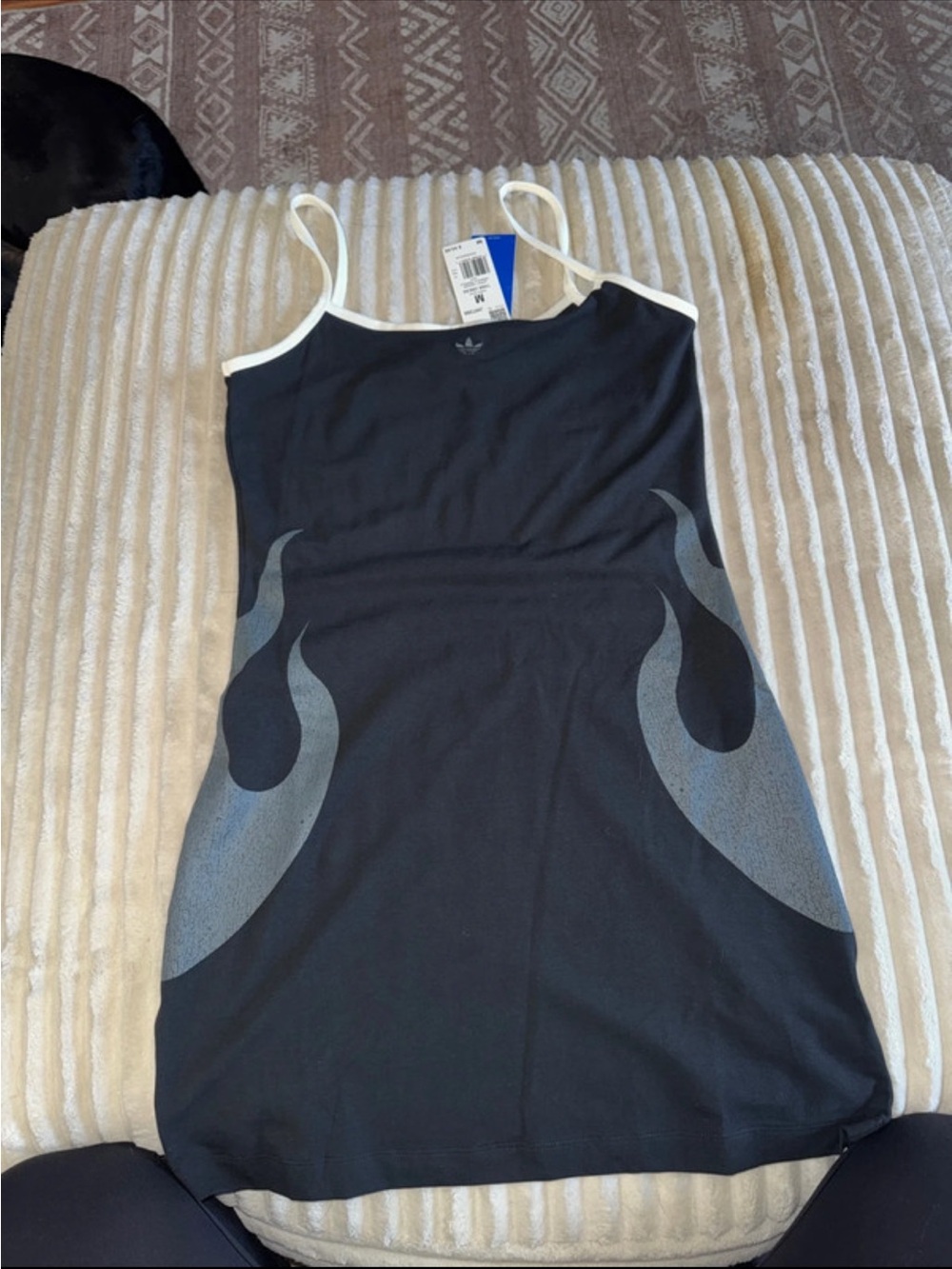 adidas Black Tank Dress with Gray Flame Graphics